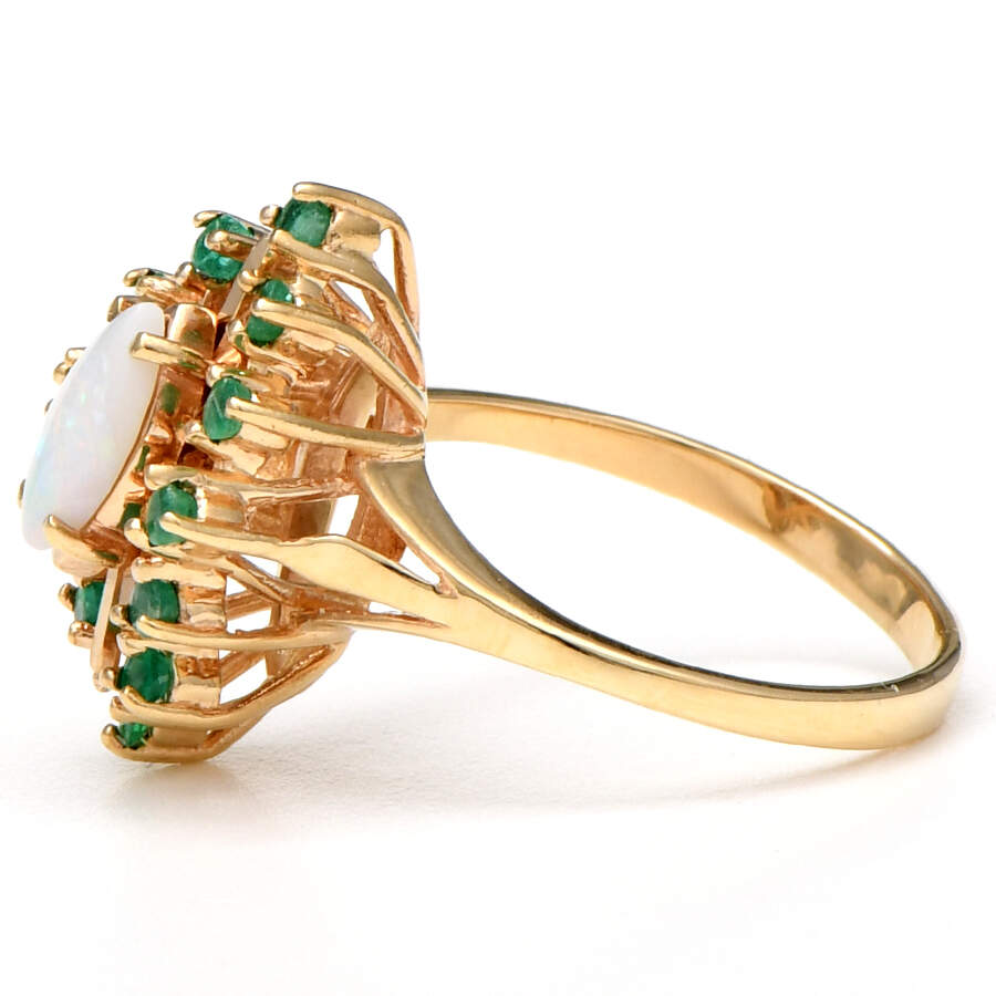 10KY White Opal(0.50) & Emerald(0.36) Ring-3