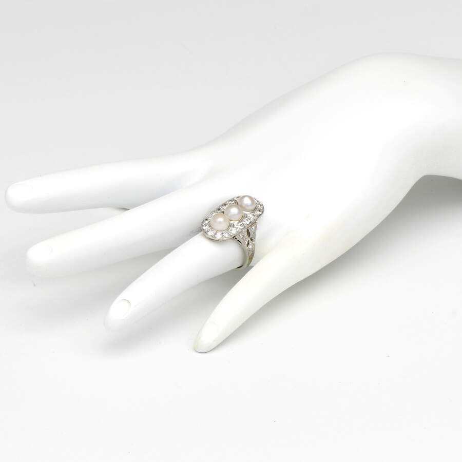 Platinum Edwardian Cultured Pearl & Diamond (.66) Ring-6
