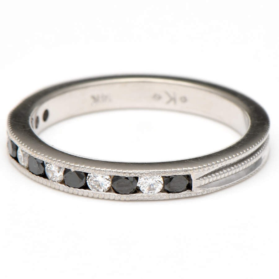14KW Black & White Diamond(0.39) Band Ring-1