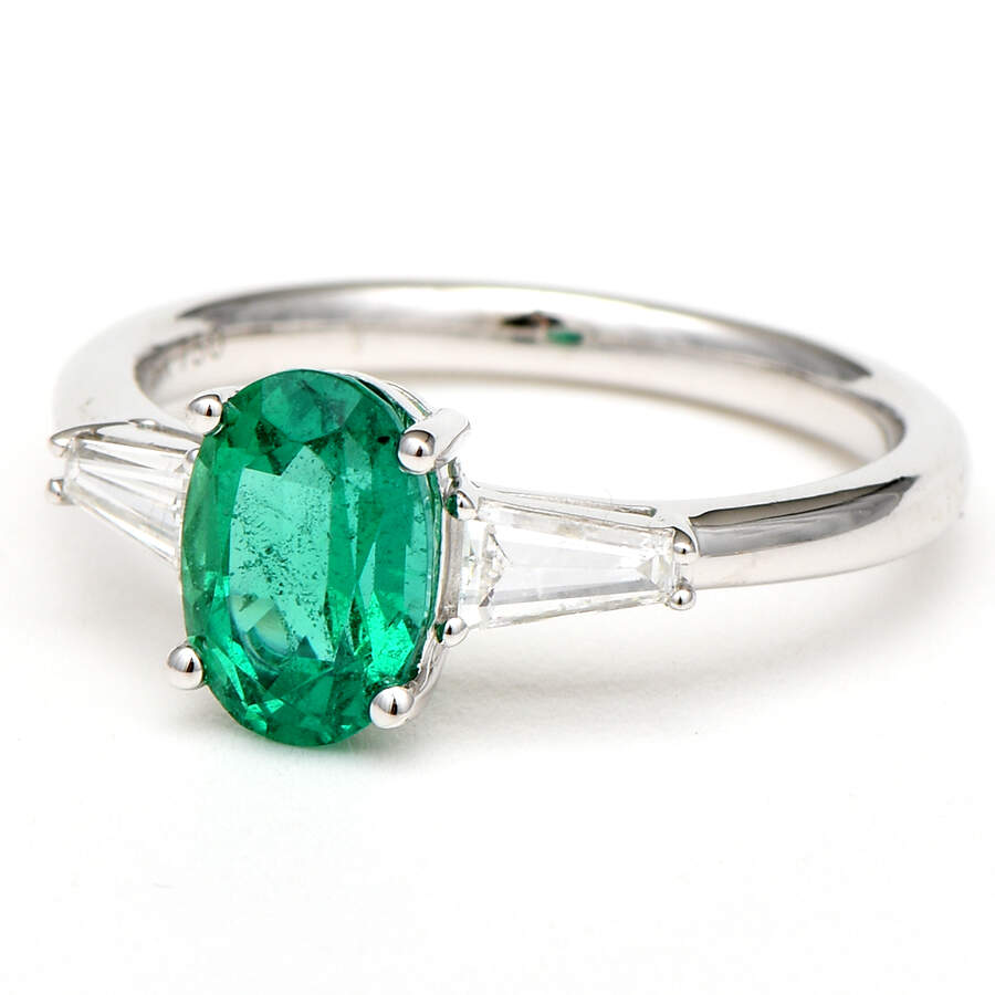 18KW Vivid Emerald(1.33) & Diamond(0.34) Ring-1