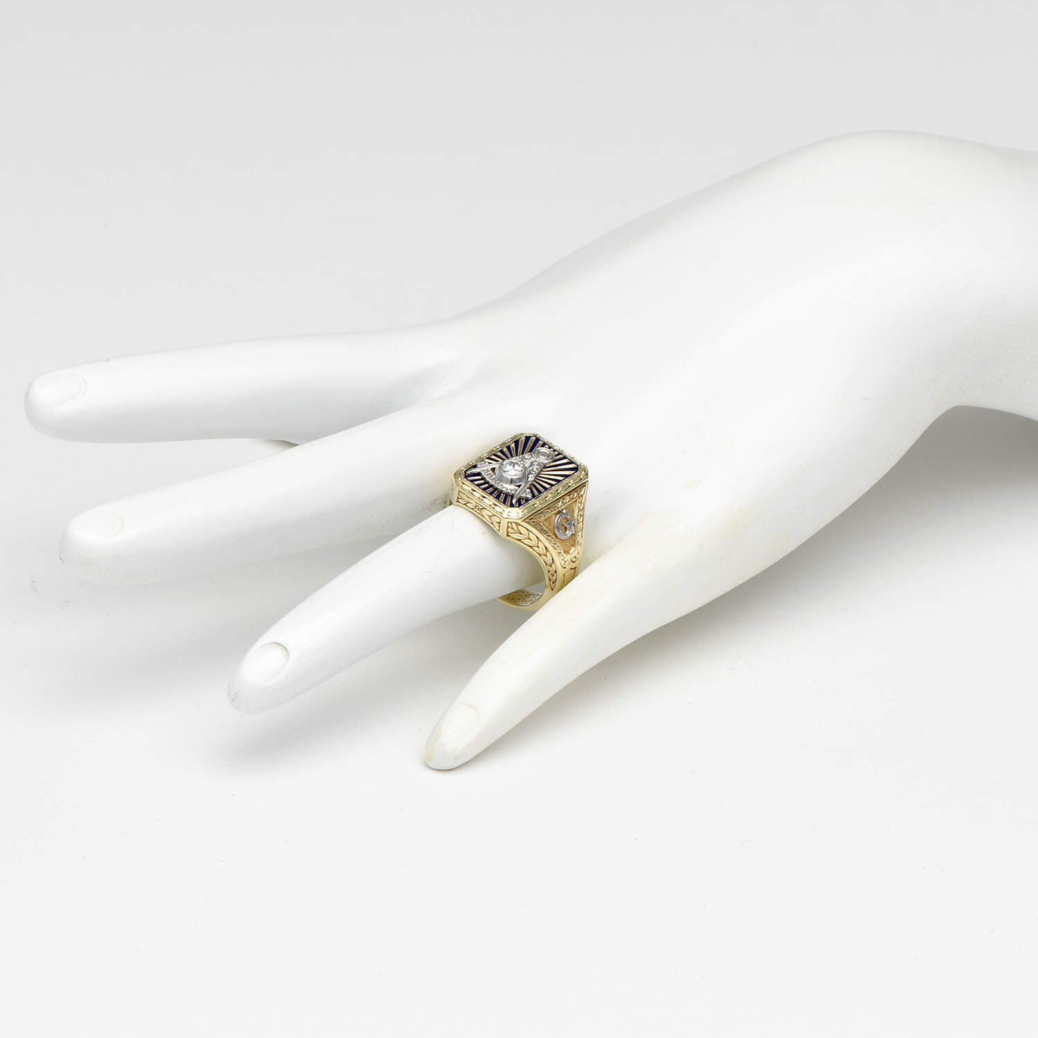 14KYW Master Mason Diamond(0.12) Ring-5