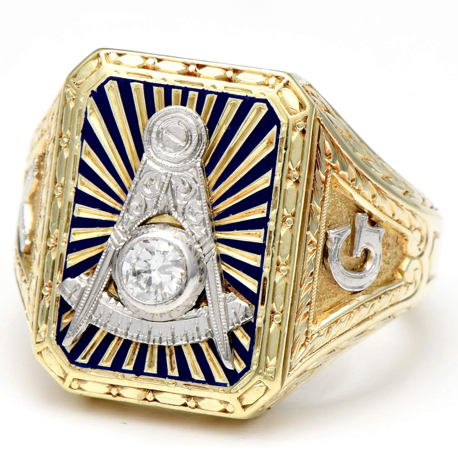 14KYW Master Mason Diamond(0.12) Ring-1