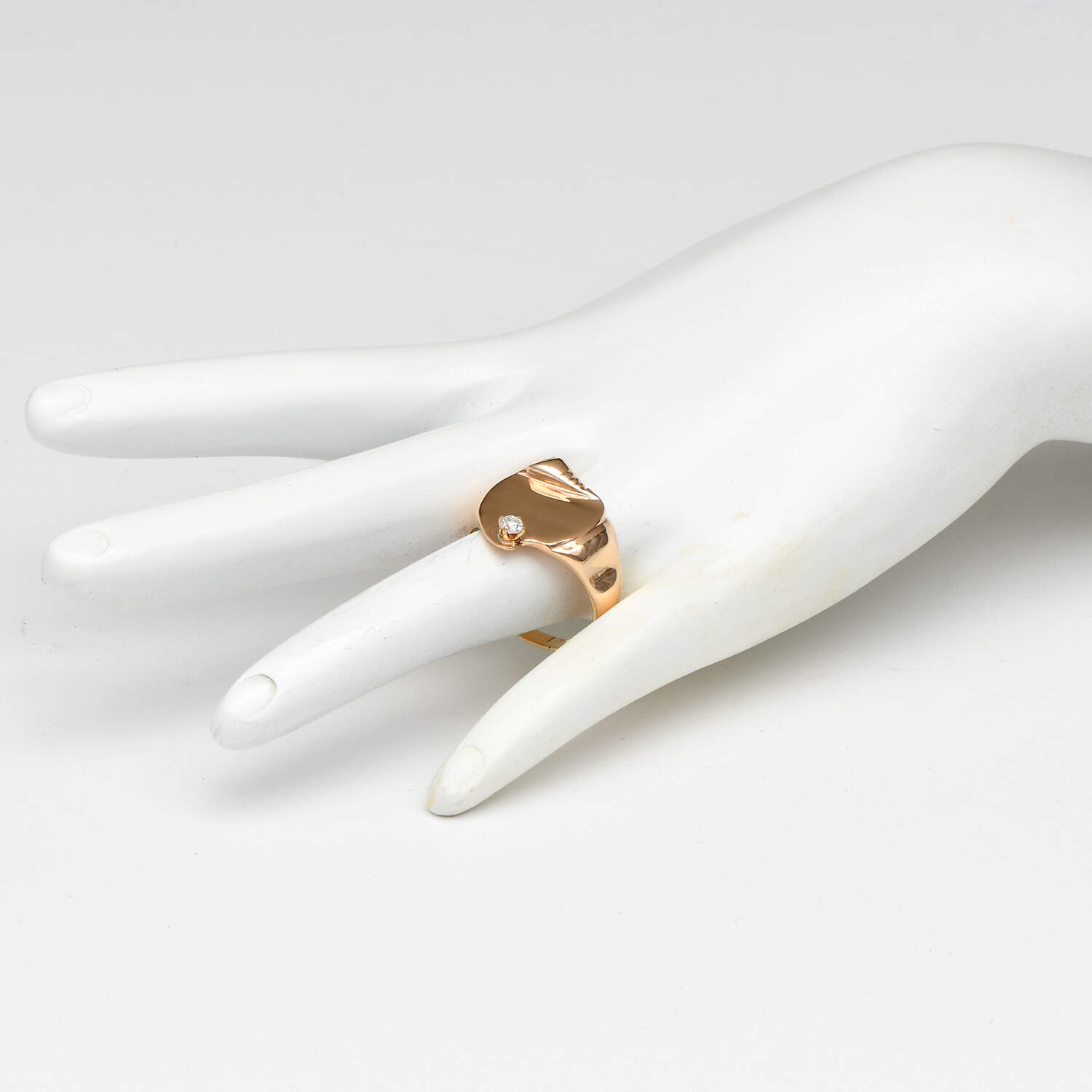 9KR Diamond(0.10) Signet Shield Ring-5