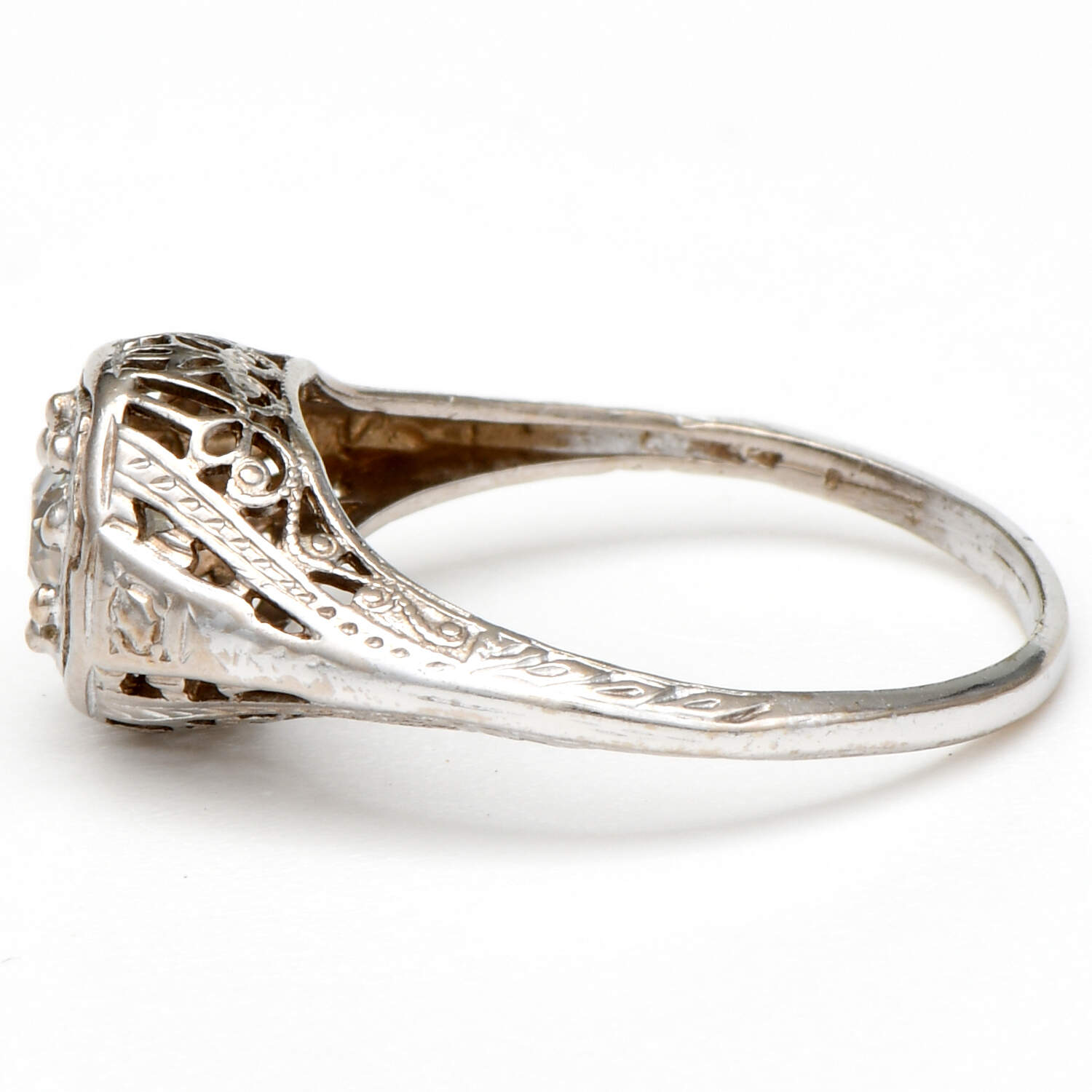 14KW Art Deco Diamond (0.55) Solitaire Filigree Ring-3