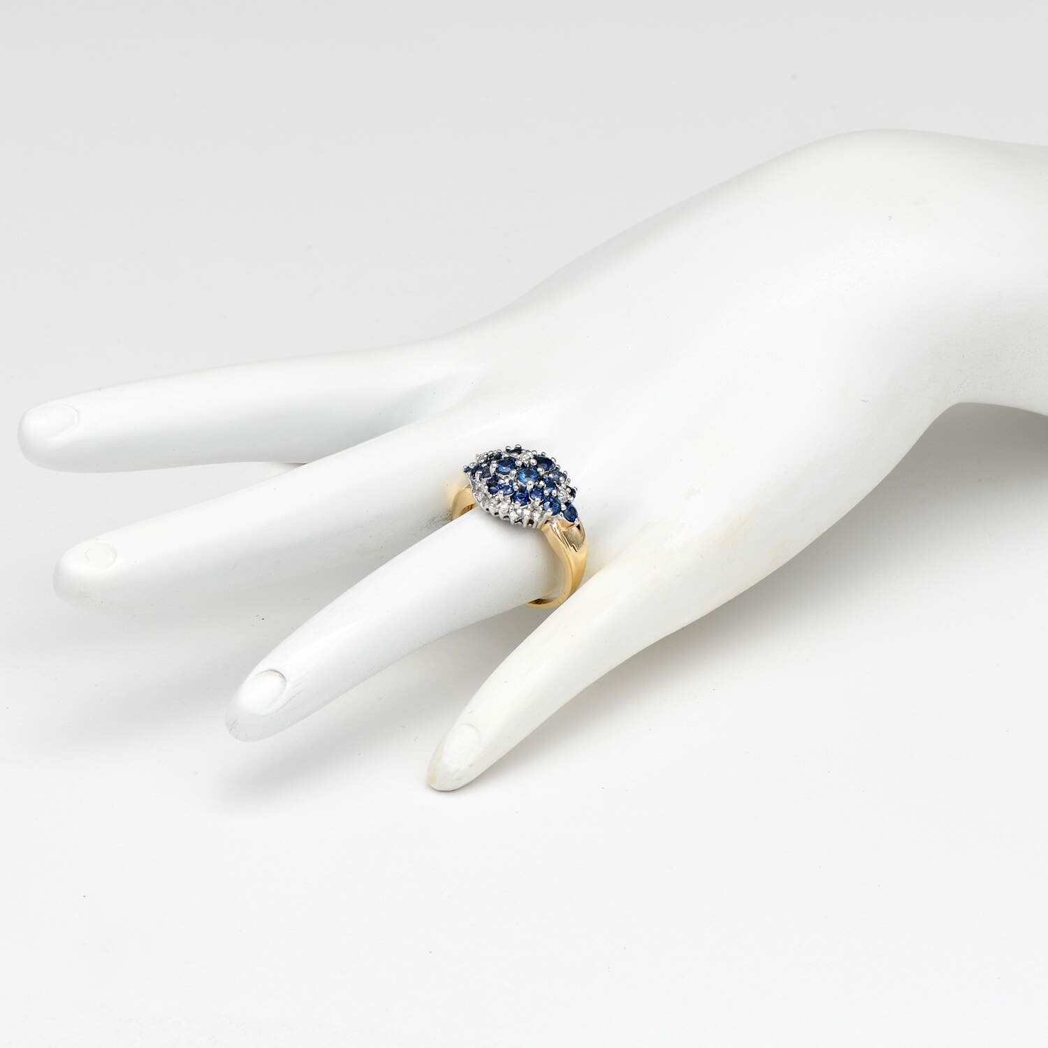 14KYW Sapphire(1.77) & Diamond(0.20) Cluster Ring-5