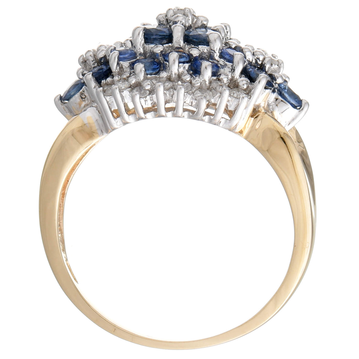 14KYW Sapphire(1.77) & Diamond(0.20) Cluster Ring-4