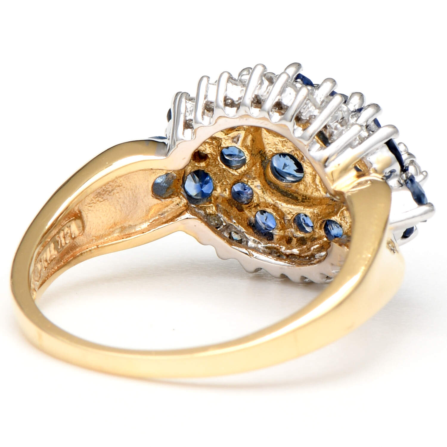14KYW Sapphire(1.77) & Diamond(0.20) Cluster Ring-2