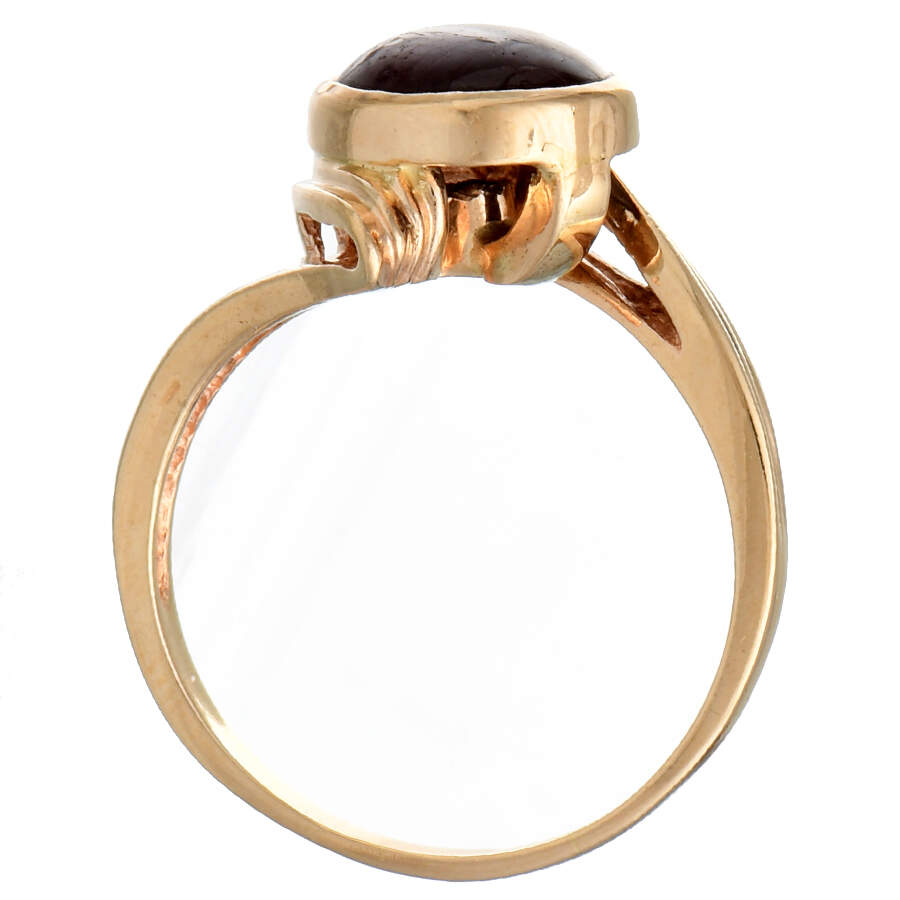 14KY Rhodolite Garnet (3.10) Cabochon Ring-4