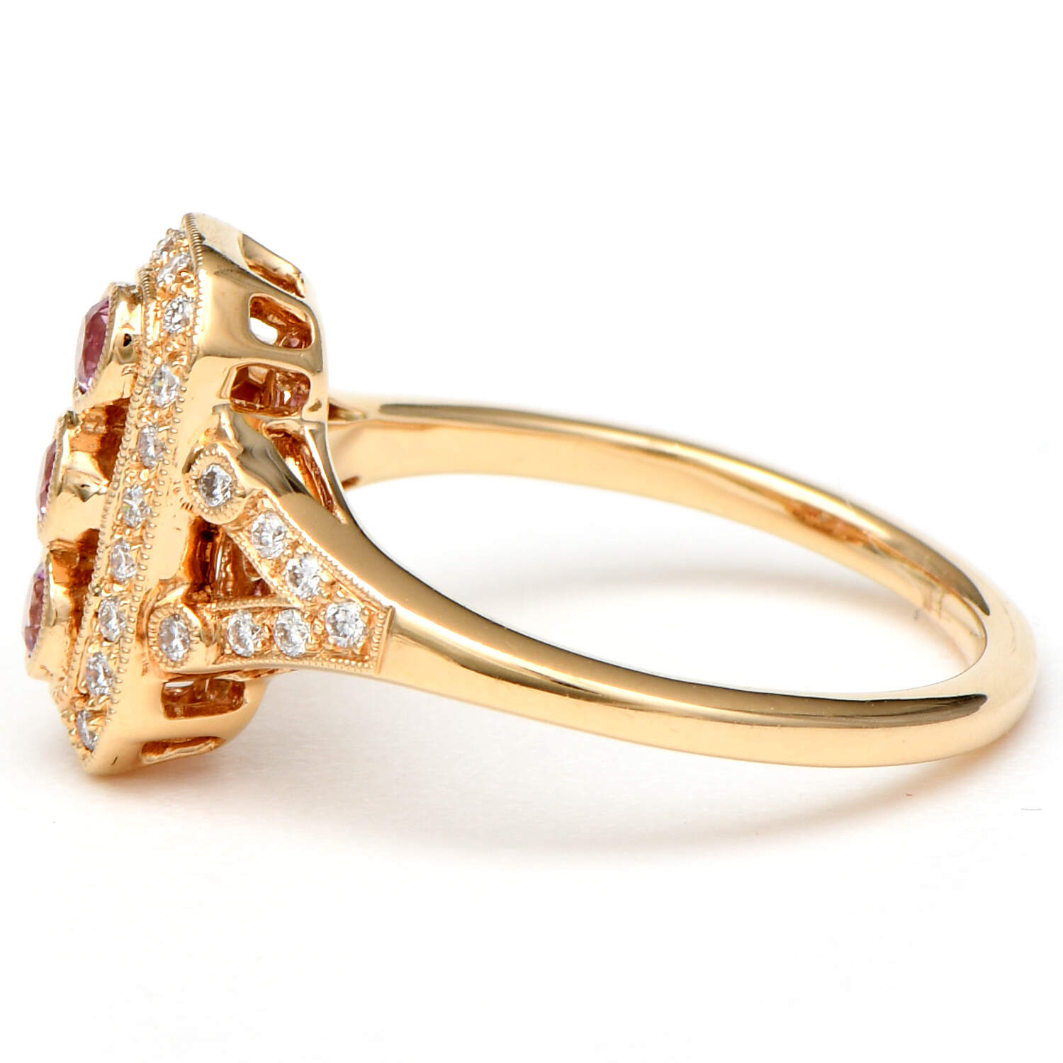 14KY Pink Sapphire(0.18) & Diamond(0.25) Ring-3