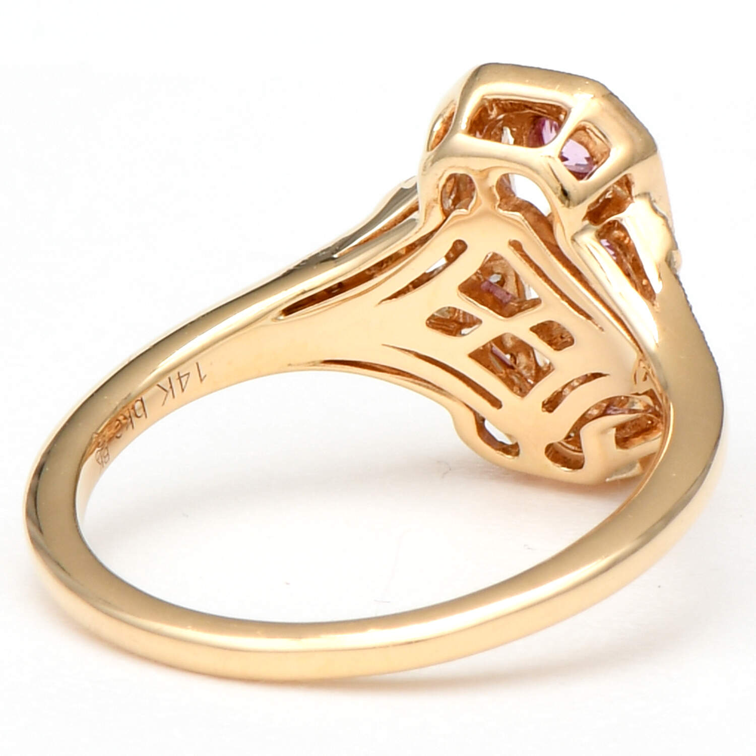 14KY Pink Sapphire(0.18) & Diamond(0.25) Ring-2