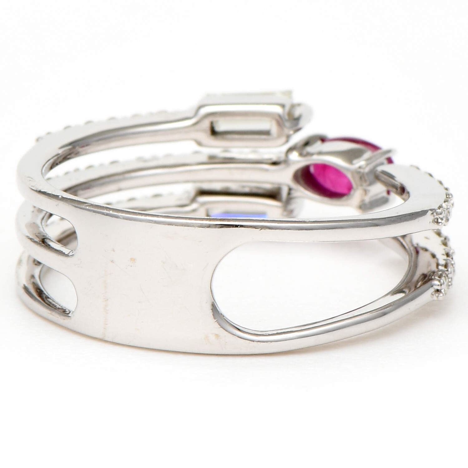 14KW Multi Diamond(0.80) & Ruby(0.20) Open Ring-2