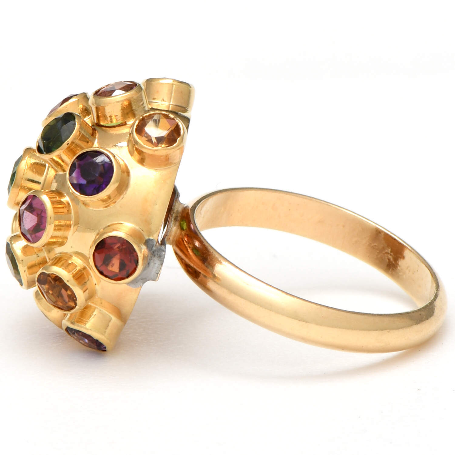 12KY Tourmaline, Garnet & Amethyst Sputnik Ring-3