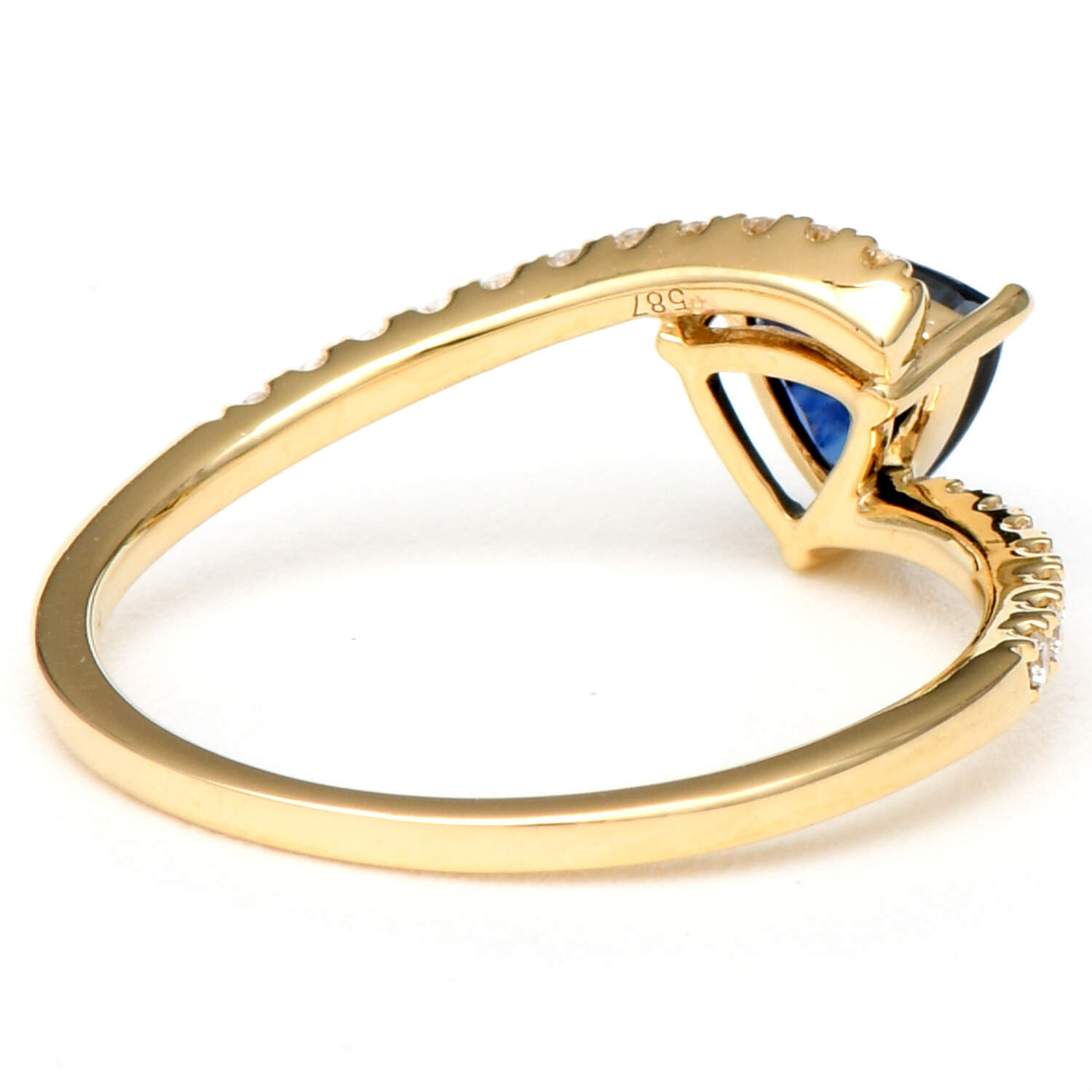 14KY Sapphire(0.78) & Diamond(0.19) Bypass Ring-2