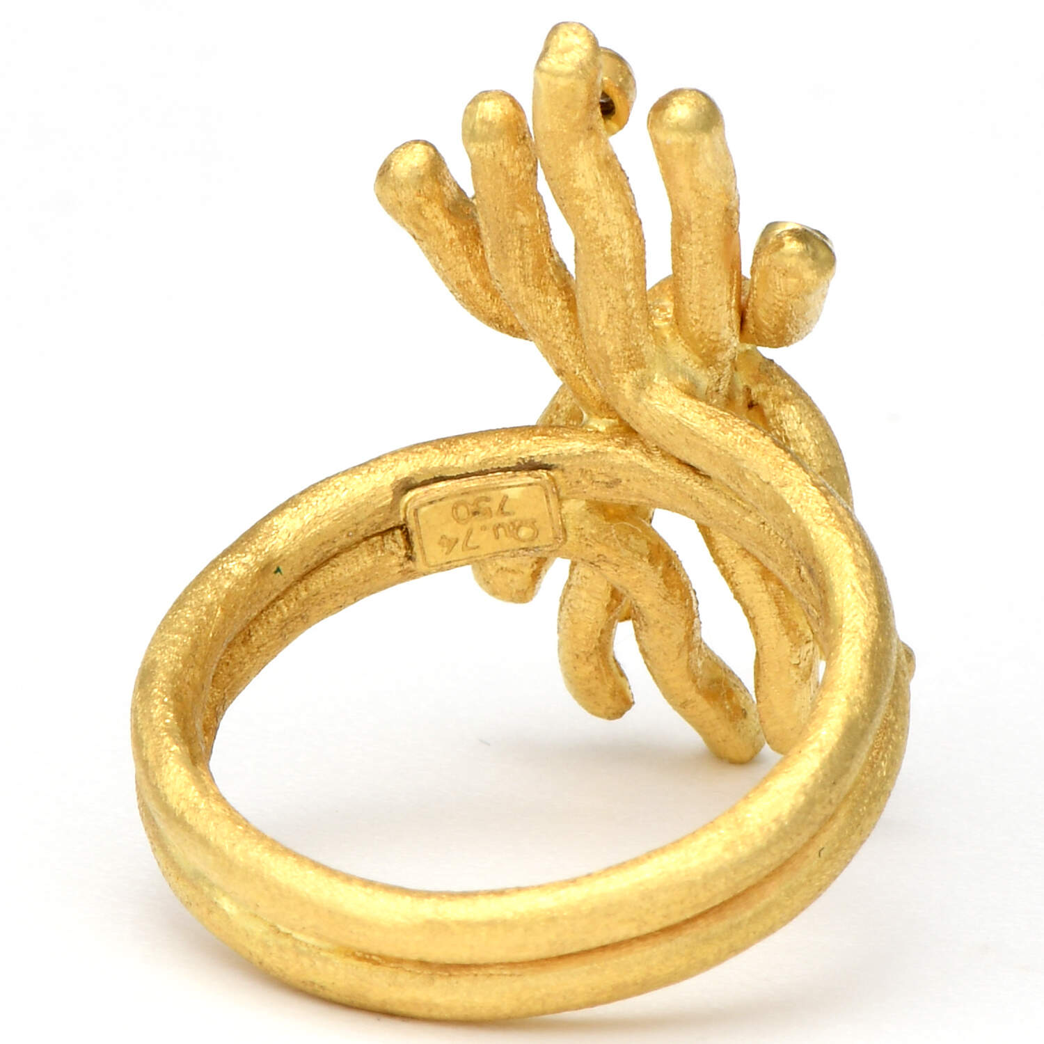18KY Giorgo Damaskos Textured Diamond(0.10) Coral Shape Ring-3