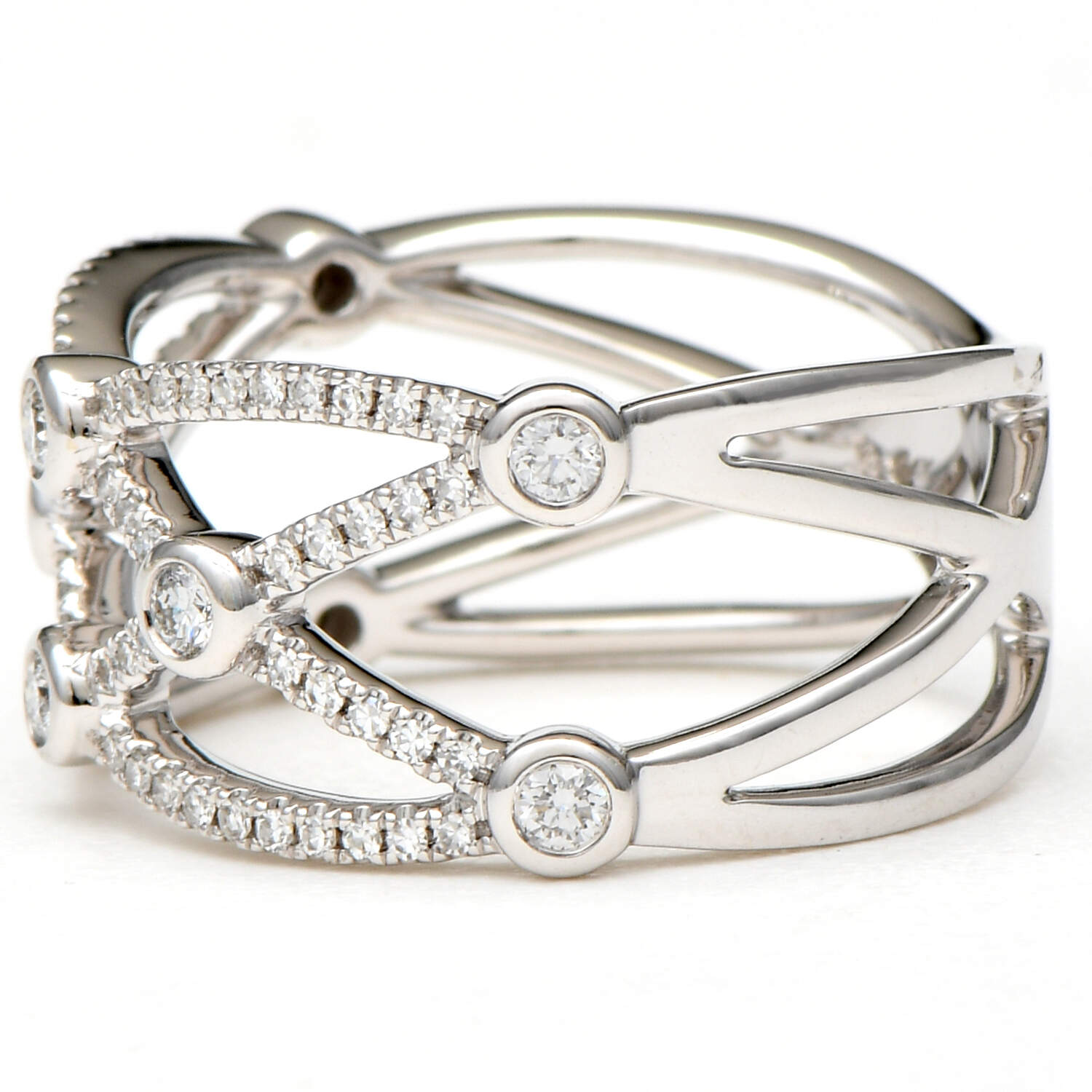 14KW Pave Diamond(0.34) Lattice Band Ring-3