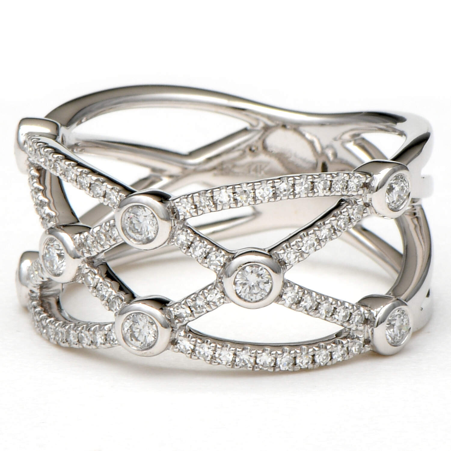 14KW Pave Diamond(0.34) Lattice Band Ring-1