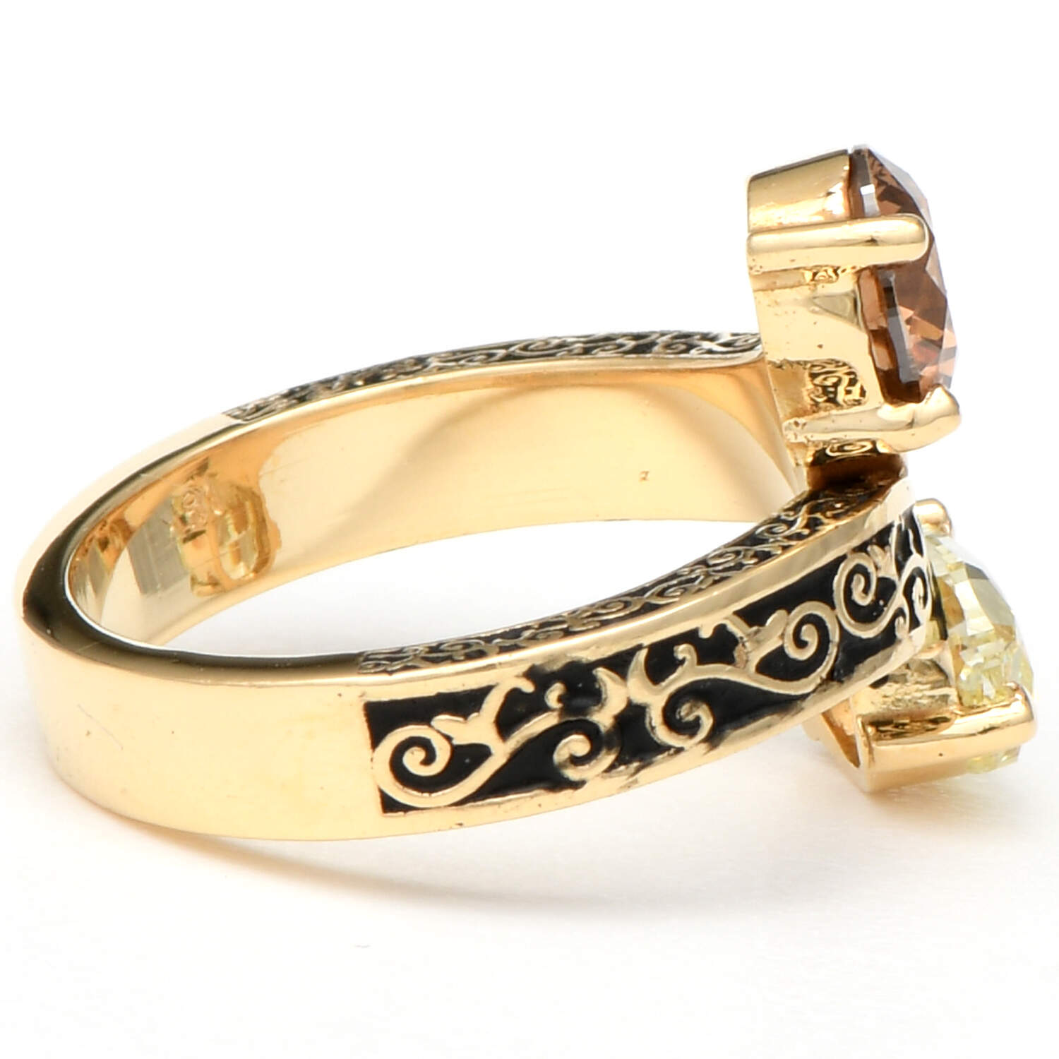 18KY GIA Yellow & Brown Fancy Diamond(1.99) Bypass Ring-4