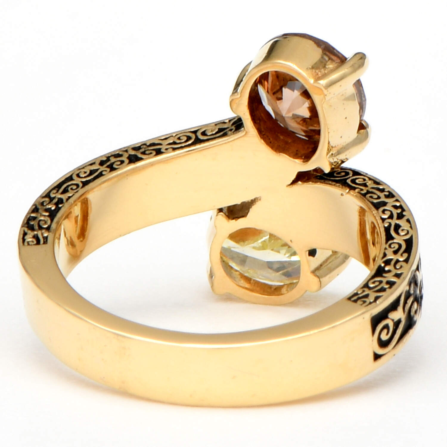 18KY GIA Yellow & Brown Fancy Diamond(1.99) Bypass Ring-2
