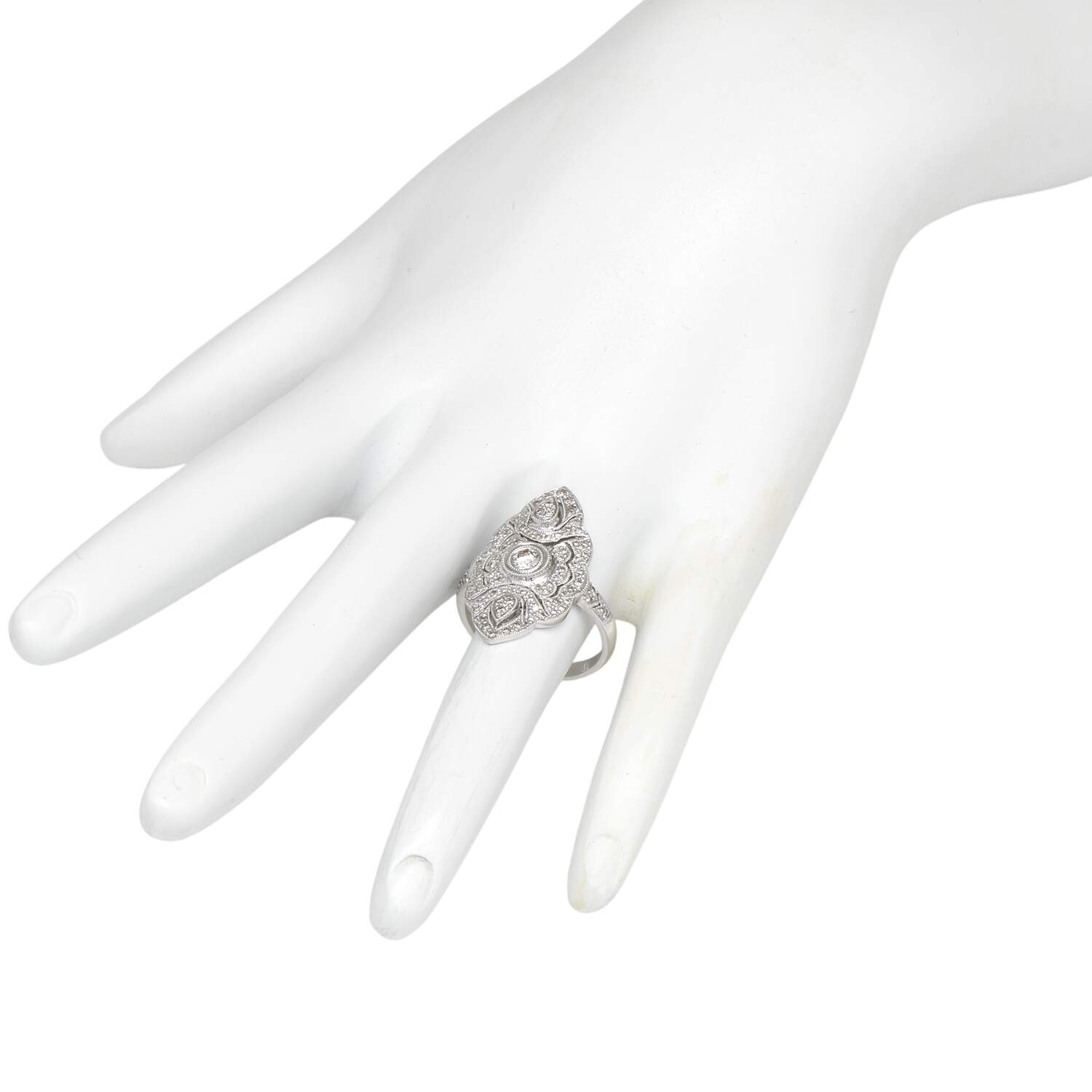 14KW Pave Diamond(0.60) Shield Ring-6