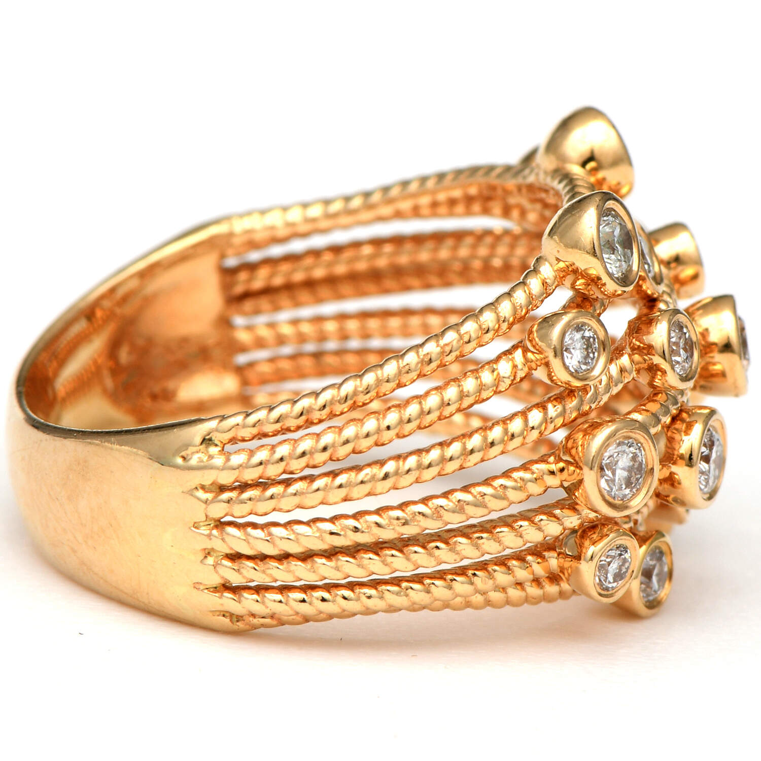 14KY Multi Diamond(0.60) Bezel Band Ring-5