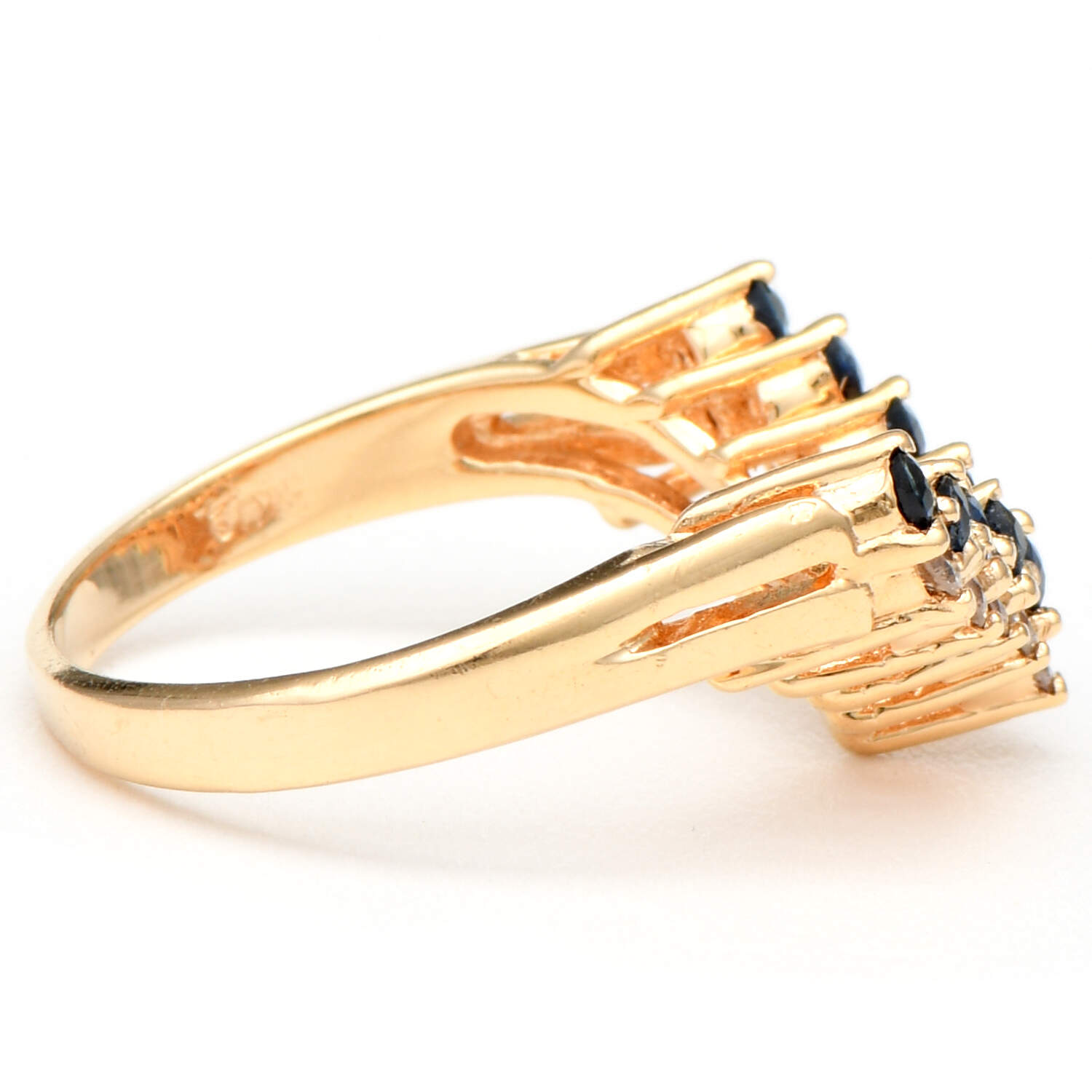 14KY Sapphire(0.36) & Diamond(0.18) Chevron Ring-4