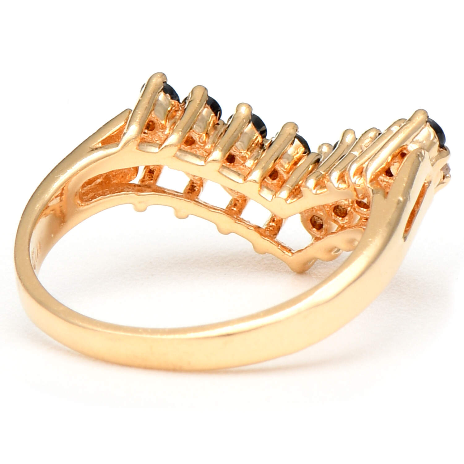 14KY Sapphire(0.36) & Diamond(0.18) Chevron Ring-2