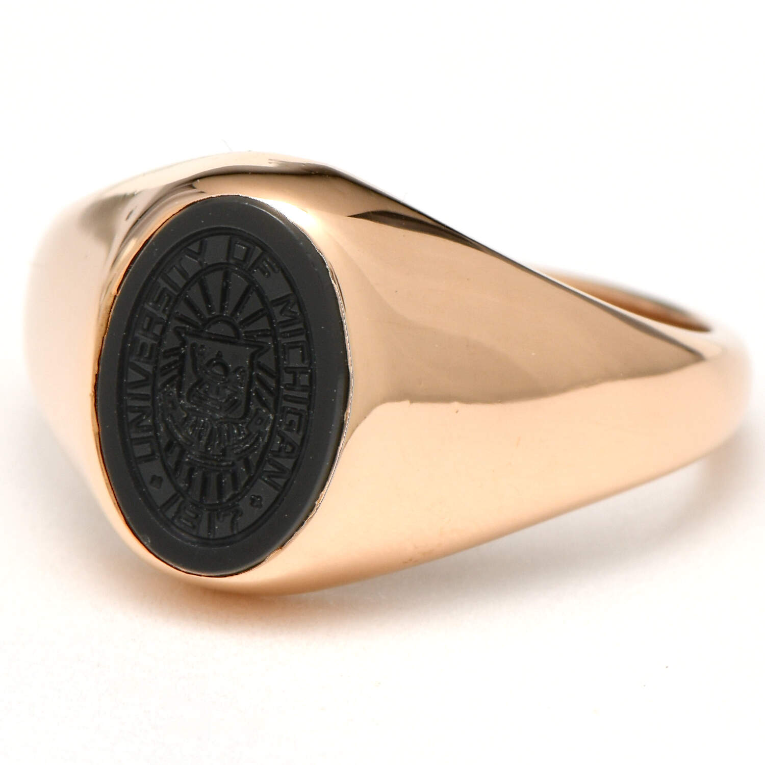 14KY University of Michigan Seal Onyx Signet Ring-1