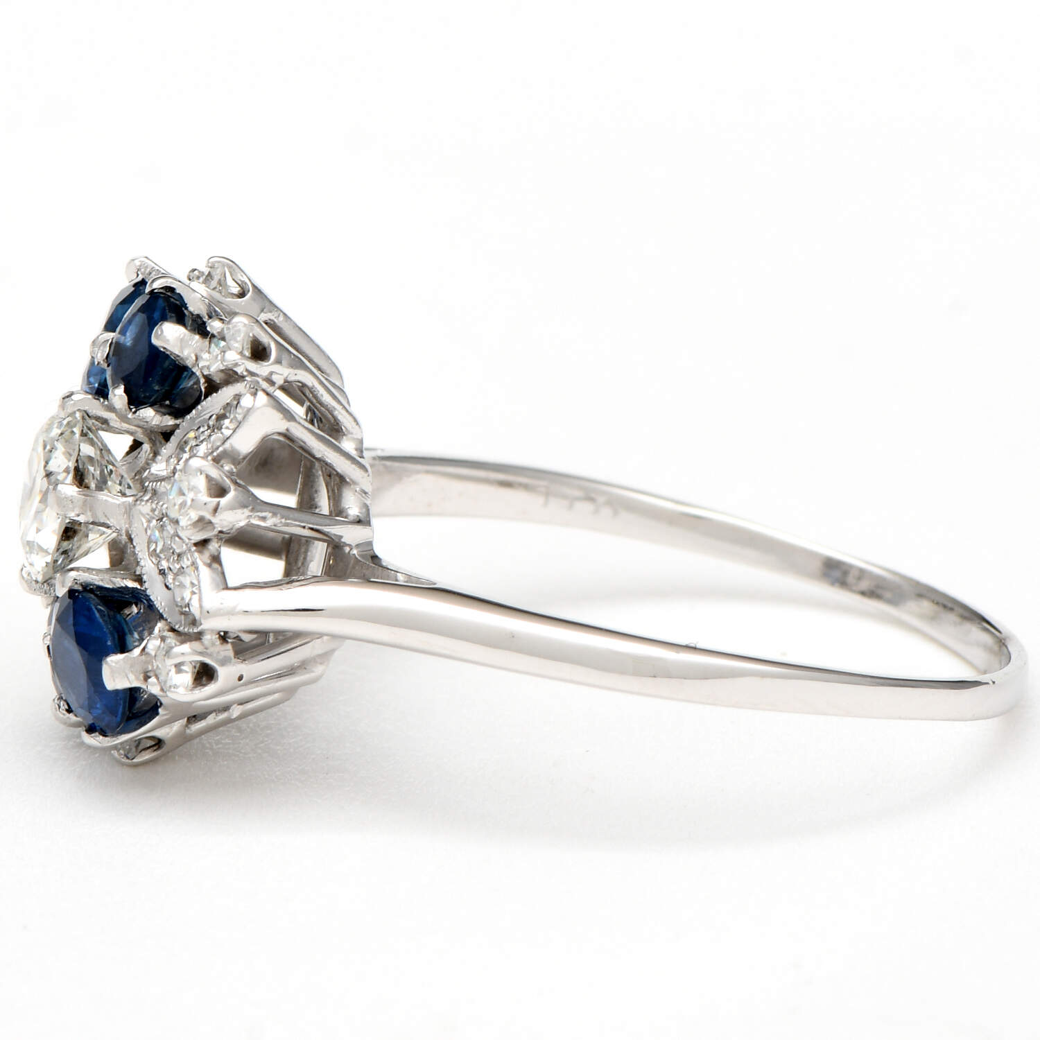 14KW Vintage Diamond(0.84) & Sapphire(1.38) Cluster Ring-3