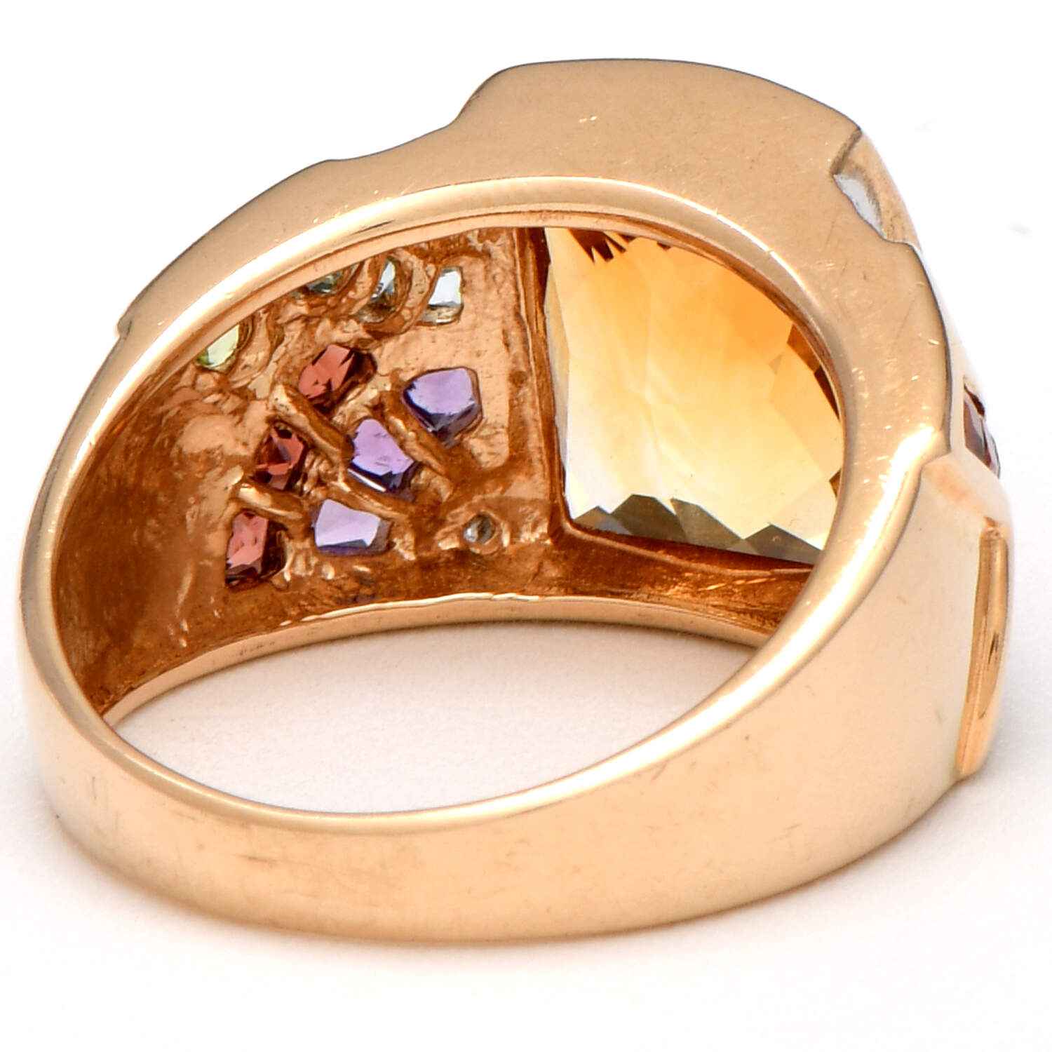 14KY Citrine(5.85) & Multi Gemstone Band Ring-2