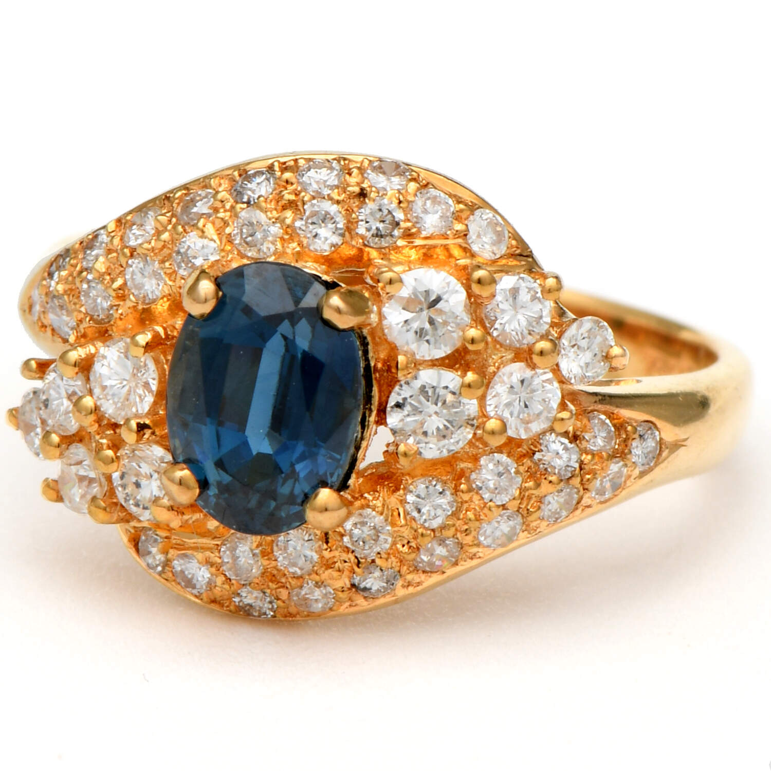 18KY Sapphire(1.10) & Diamond(0.66) Ring-1