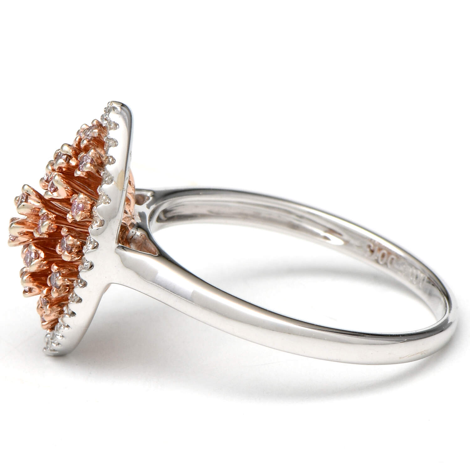 18KWR Pink & White Diamond Navette(0.30) Ring-3