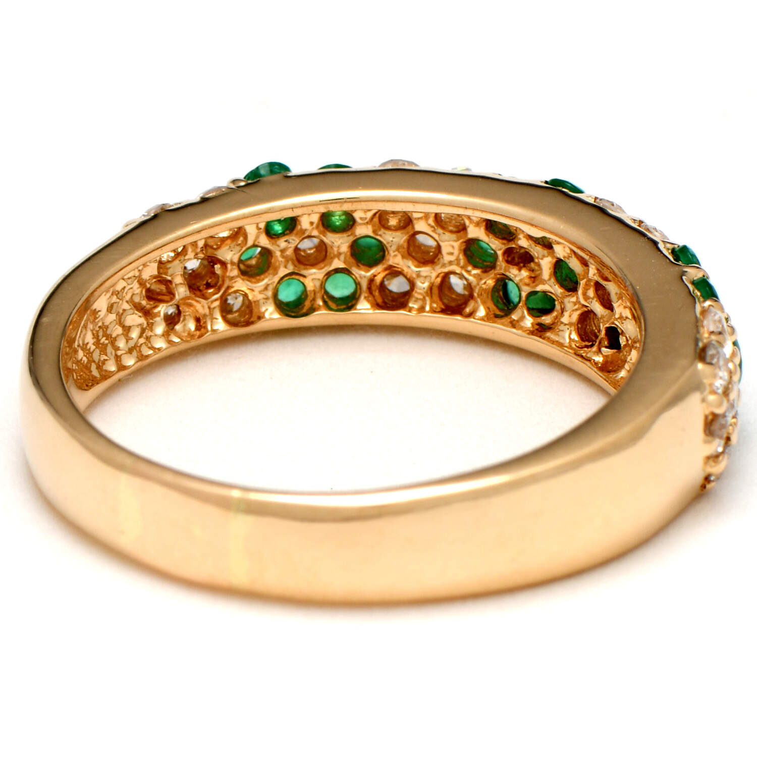 14KY Diamond(0.50) & Emerald(0.40) Floral Band Ring-3