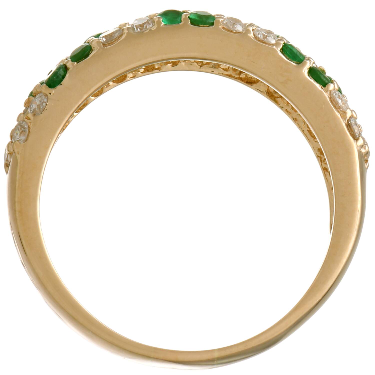 14KY Diamond(0.50) & Emerald(0.40) Floral Band Ring-2