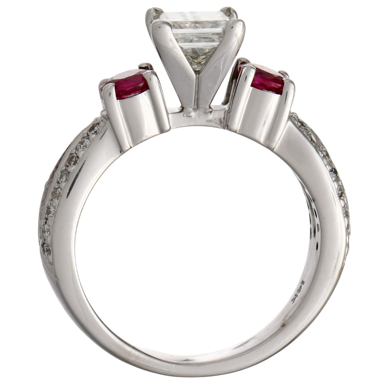 14KW Diamond(1.49) & Ruby(0.50) Bridal Ring-5