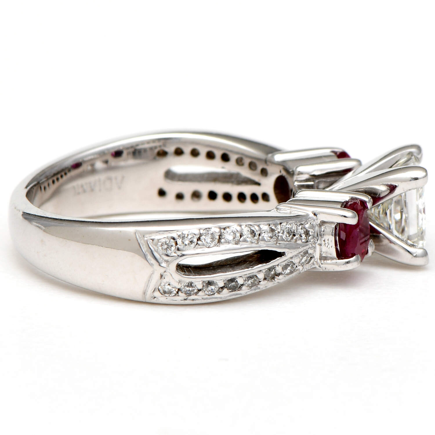 14KW Diamond(1.49) & Ruby(0.50) Bridal Ring-4