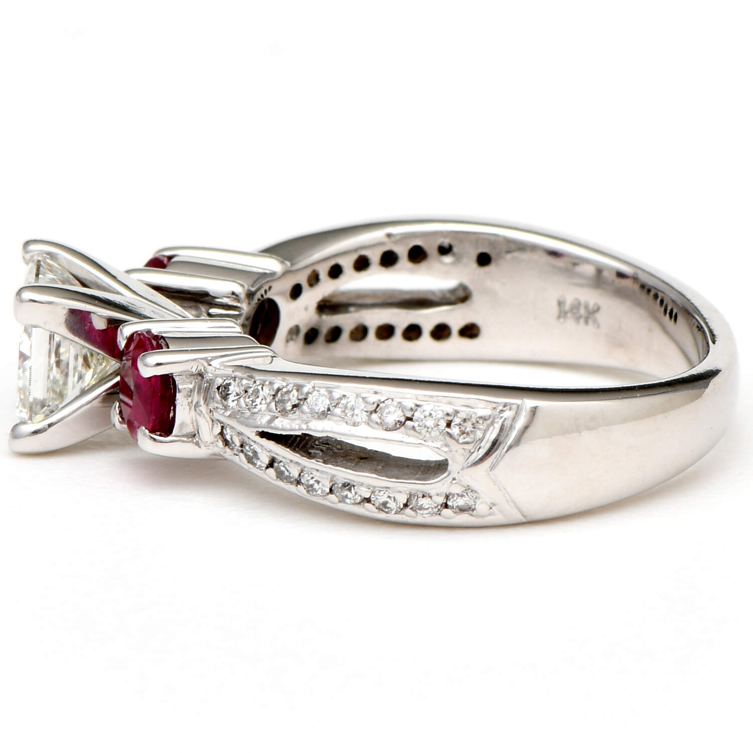 14KW Diamond(1.49) & Ruby(0.50) Bridal Ring-3