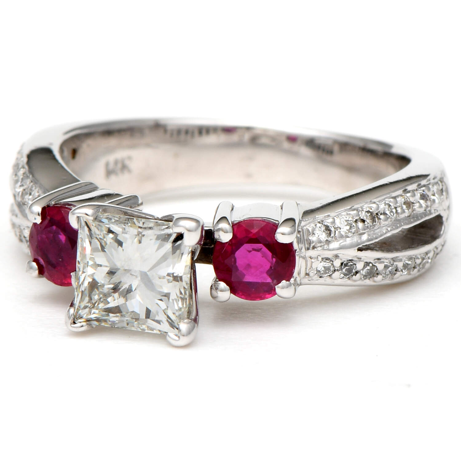 14KW Diamond(1.49) & Ruby(0.50) Bridal Ring-1
