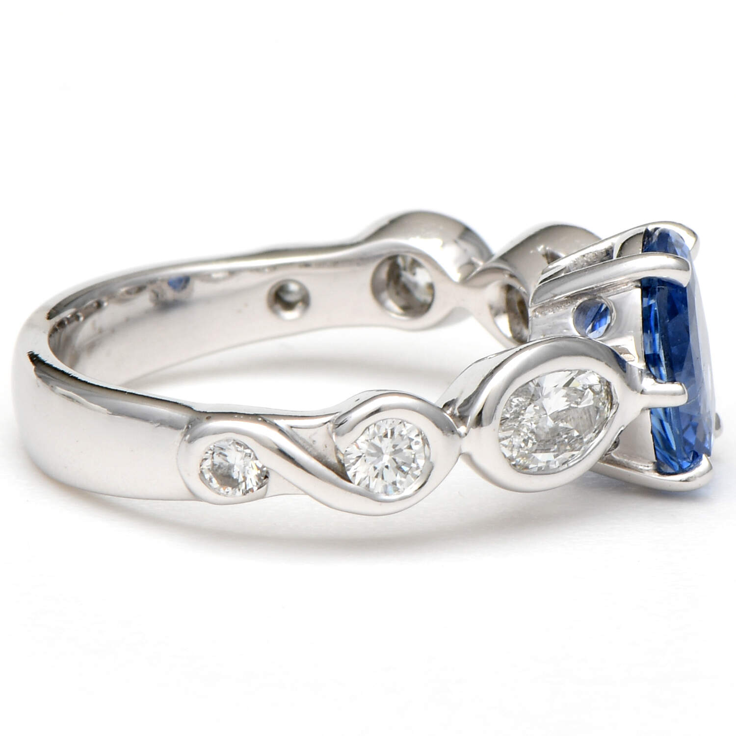 18KW GIA Natural Sapphire(2.03) & Diamond(1.10) Ring-4