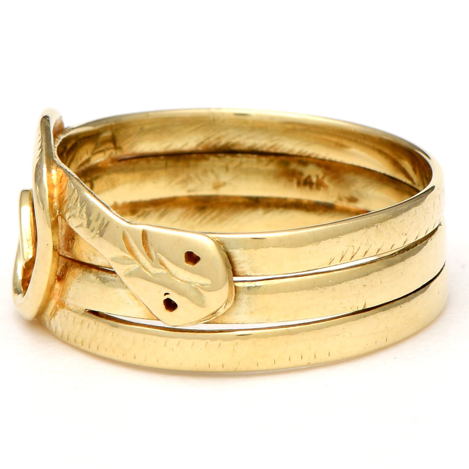 14KY Textured Snake Band Ring-2