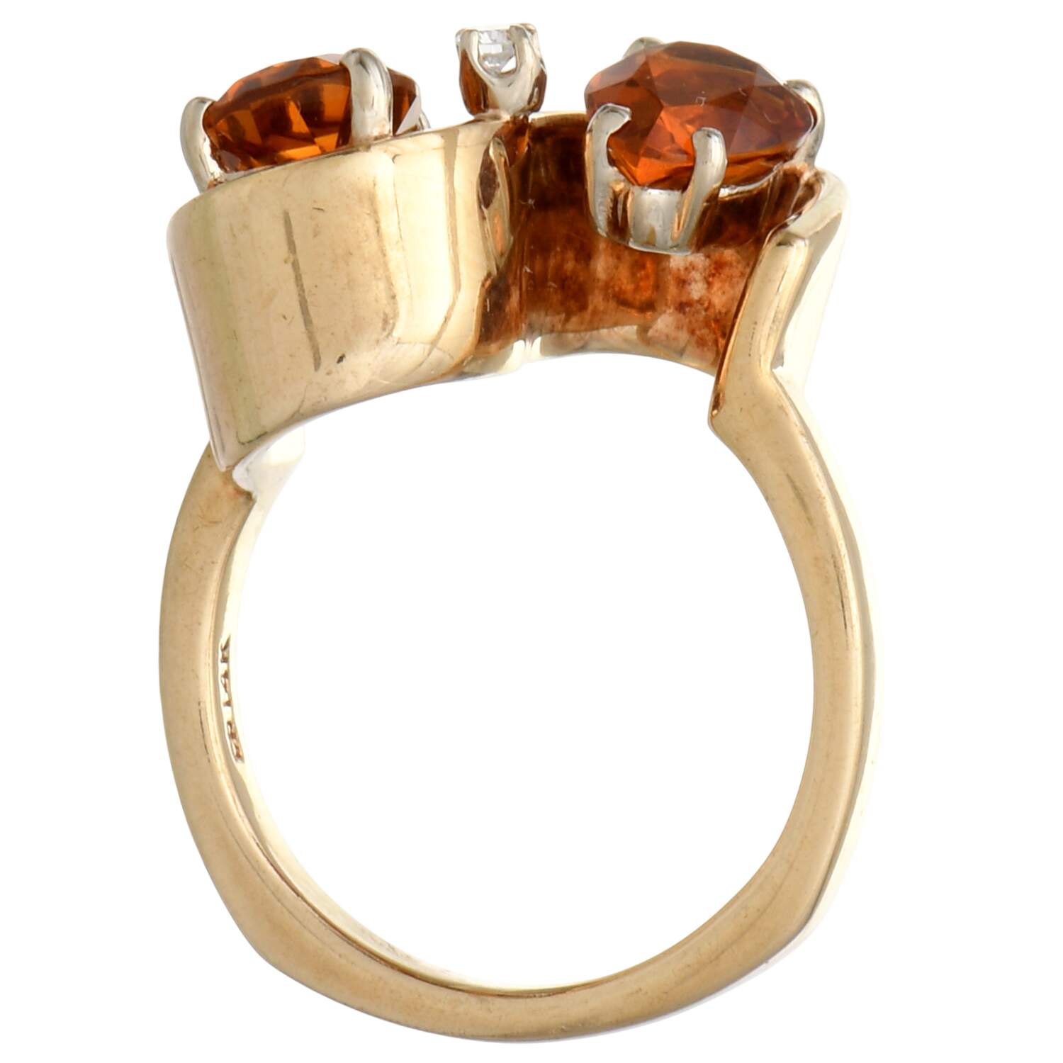 14KY Retro Modern Rich Citrine(1.86) & Diamond(0.03) Bypass Ring-5