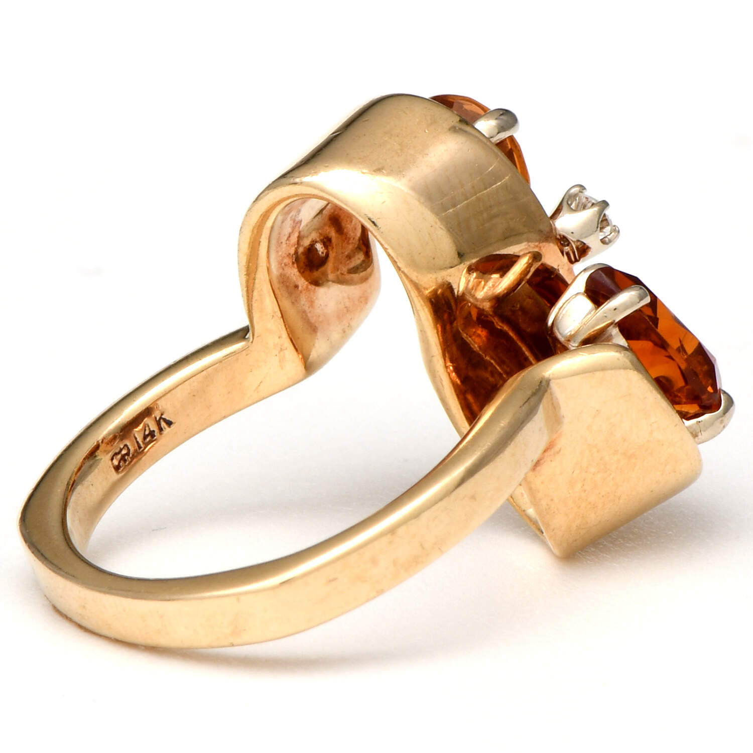 14KY Retro Modern Rich Citrine(1.86) & Diamond(0.03) Bypass Ring-2
