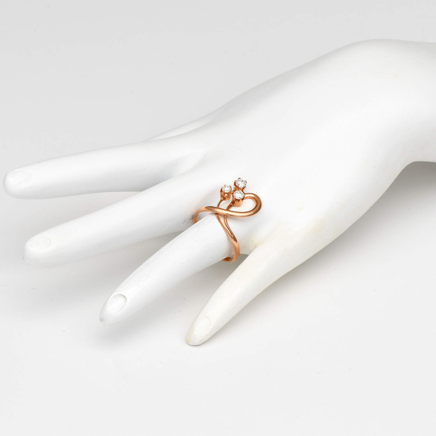 14KR Three Stone Diamond(0.45) Loop Ring-6