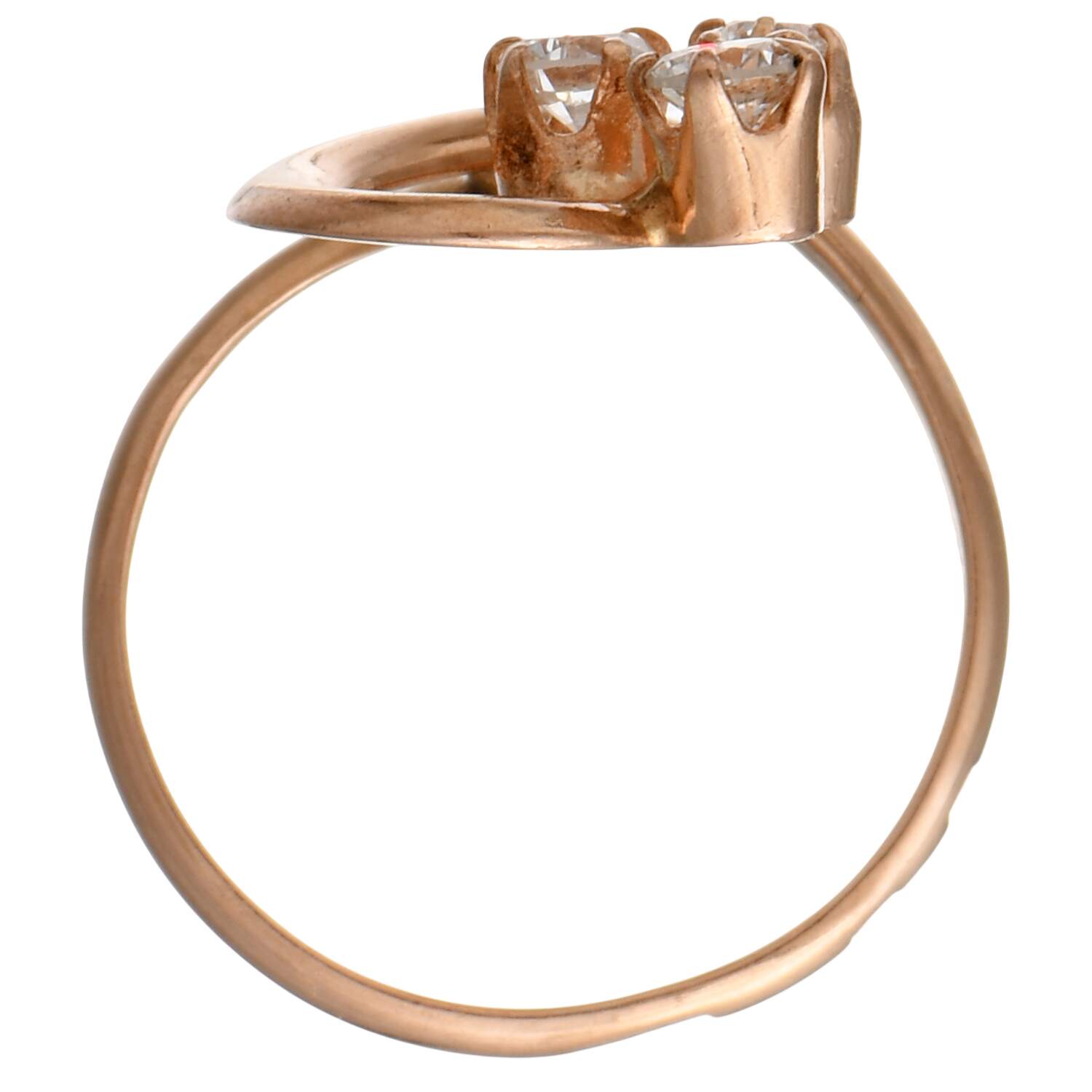 14KR Three Stone Diamond(0.45) Loop Ring-5