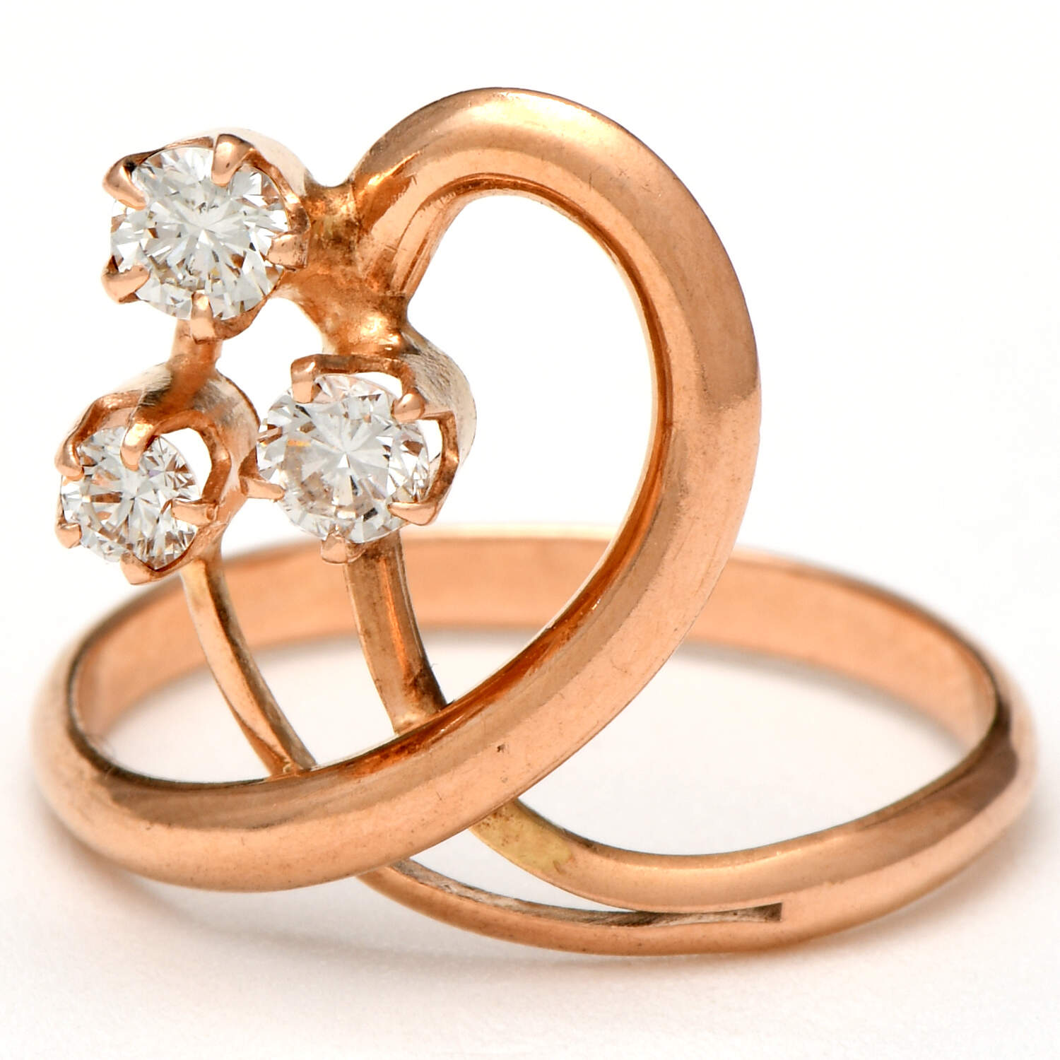 14KR Three Stone Diamond(0.45) Loop Ring-1