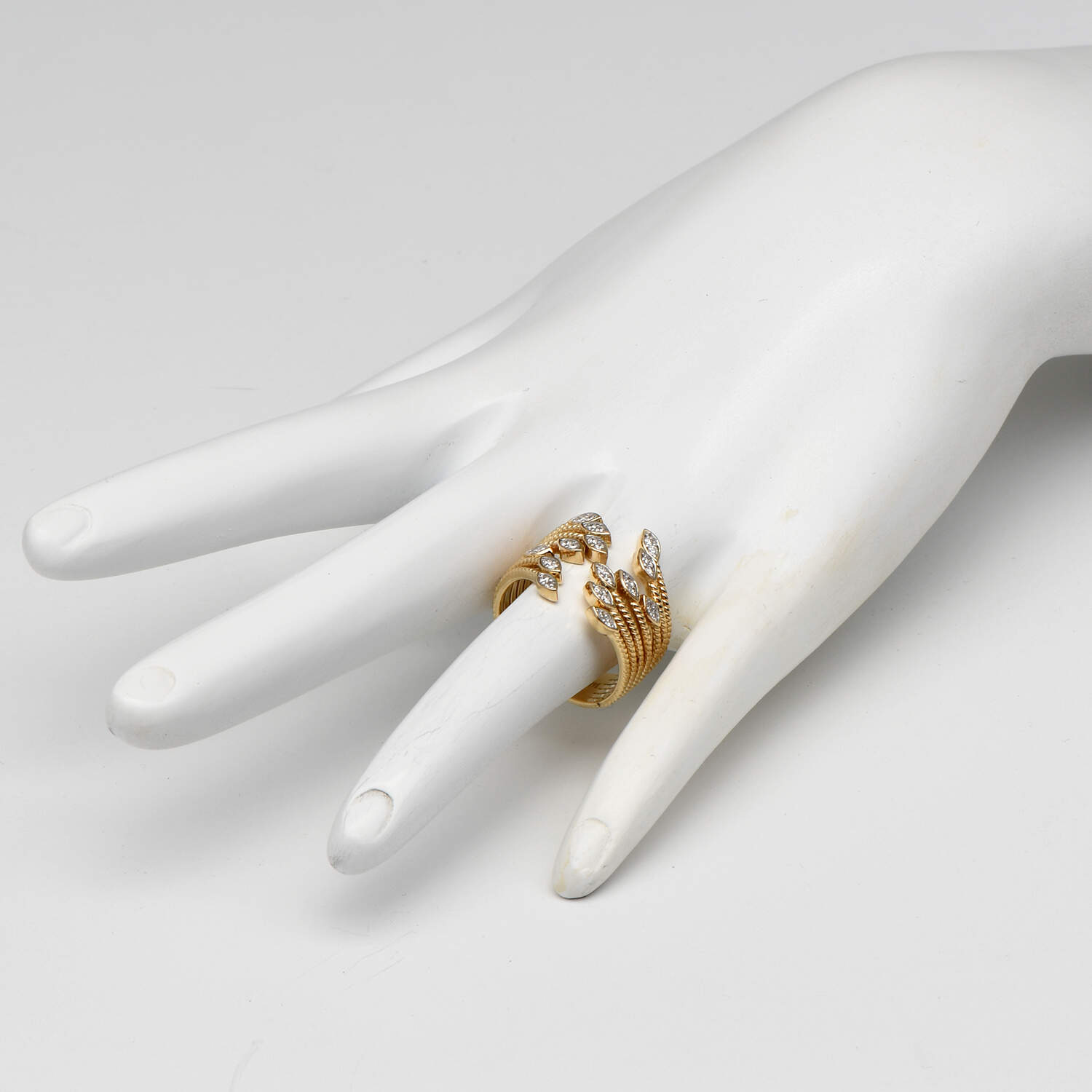 14KY Diamond(0.30) Open Leaf Ring-6