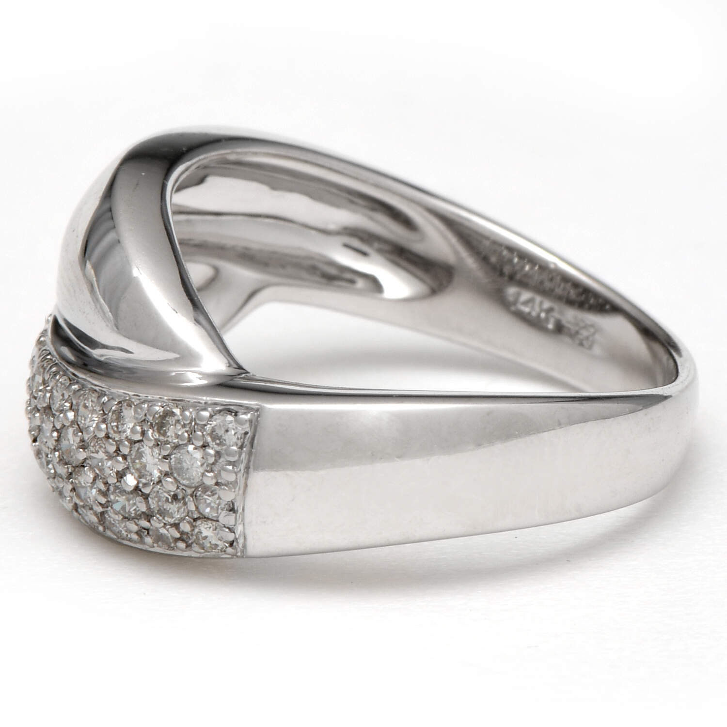 14KW Diamond(0.40) Pave Crossover Band Ring-3