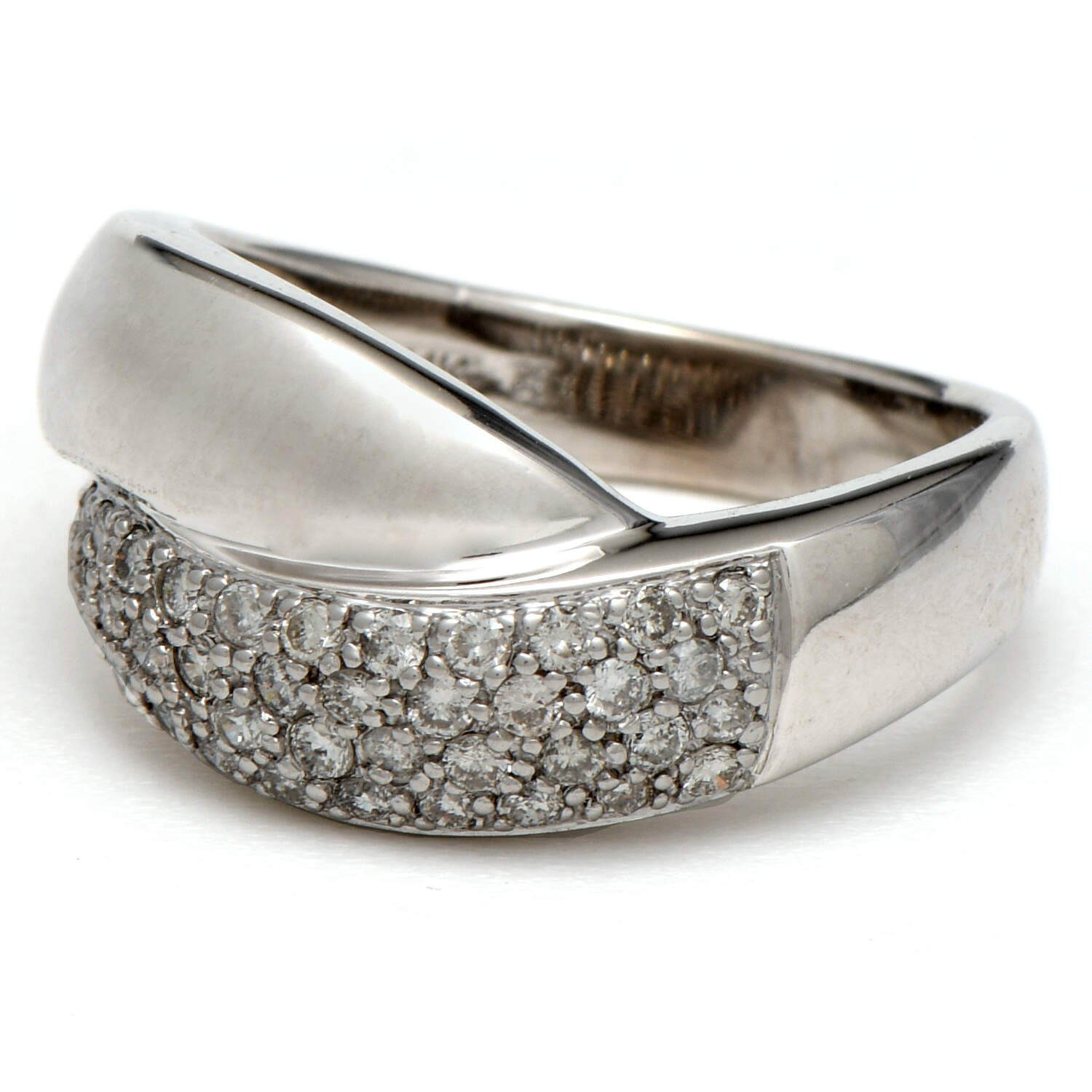 14KW Diamond(0.40) Pave Crossover Band Ring-1