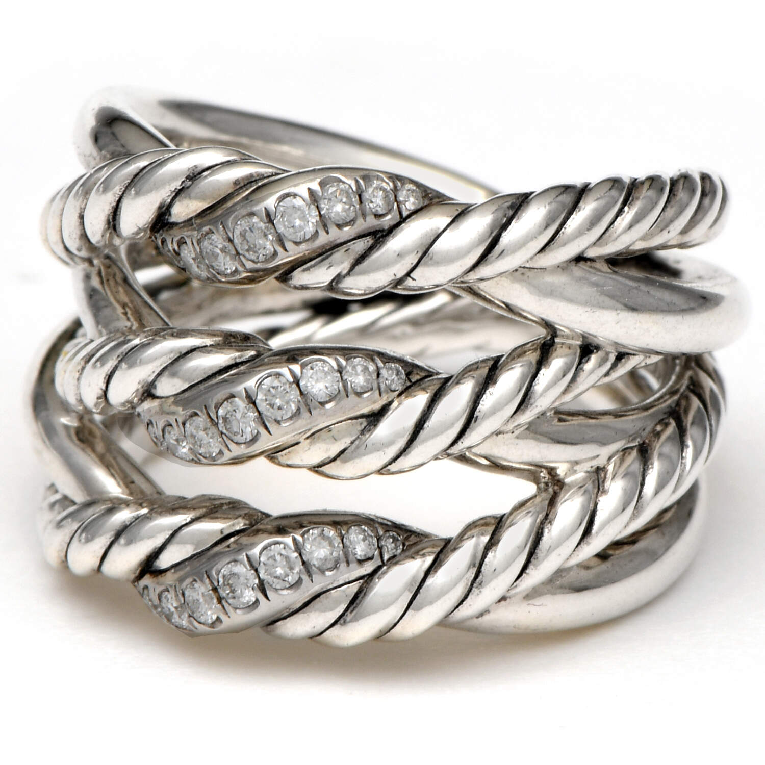 Sterling Silver David Yurman Continuance & Diamond (.20)  Ring-1