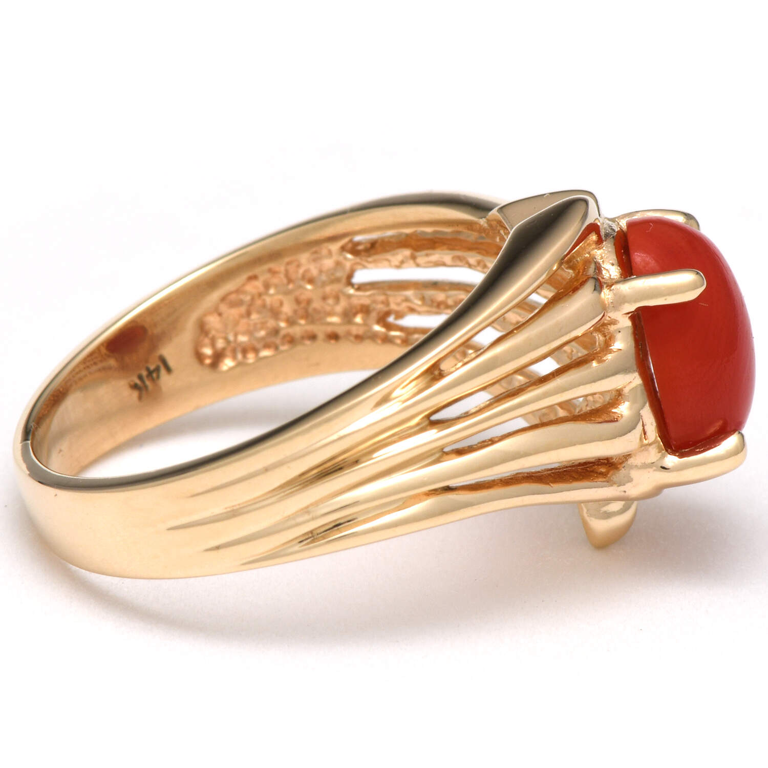 14KY Natural Red Coral(1.55) Ring-4