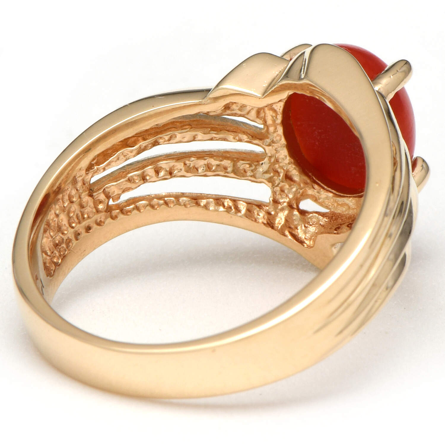 14KY Natural Red Coral(1.55) Ring-2